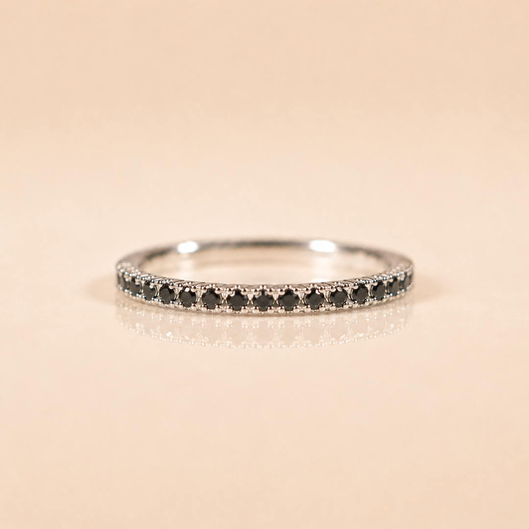 ANELLO NERA DIAMANTI NERI ORO BIANCO