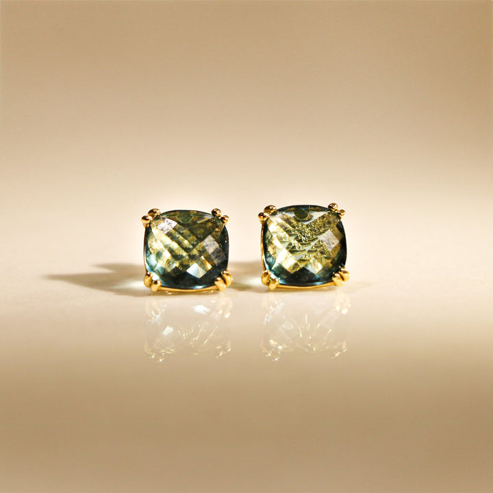 CLEO ROYAL BLUE YELLOW GOLD EARRINGS