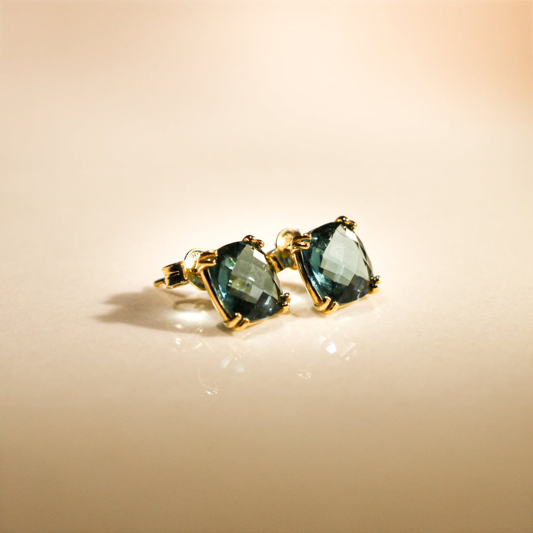 CLEO ROYAL BLUE YELLOW GOLD EARRINGS