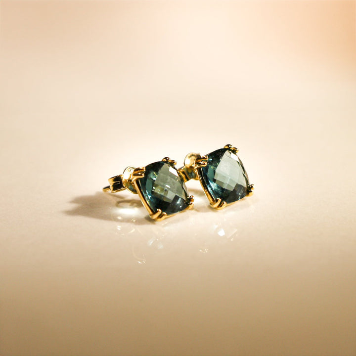 CLEO ROYAL BLUE YELLOW GOLD EARRINGS