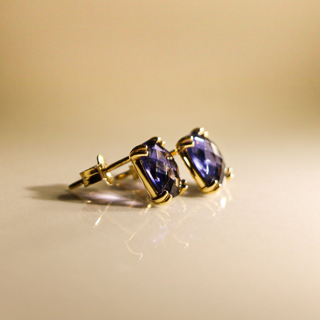 CLEO YELLOW GOLD AMETHYST EARRINGS