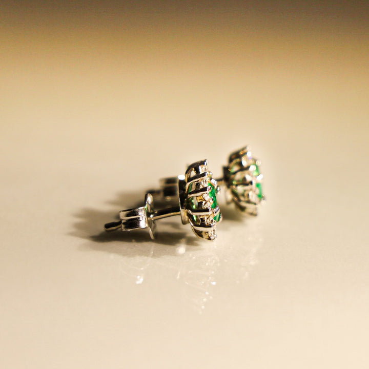 DAISY EMERALD AND DIAMOND EARRINGS