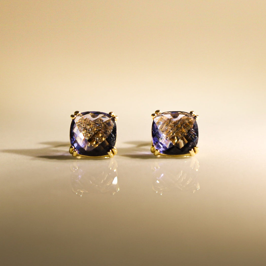 CLEO YELLOW GOLD AMETHYST EARRINGS