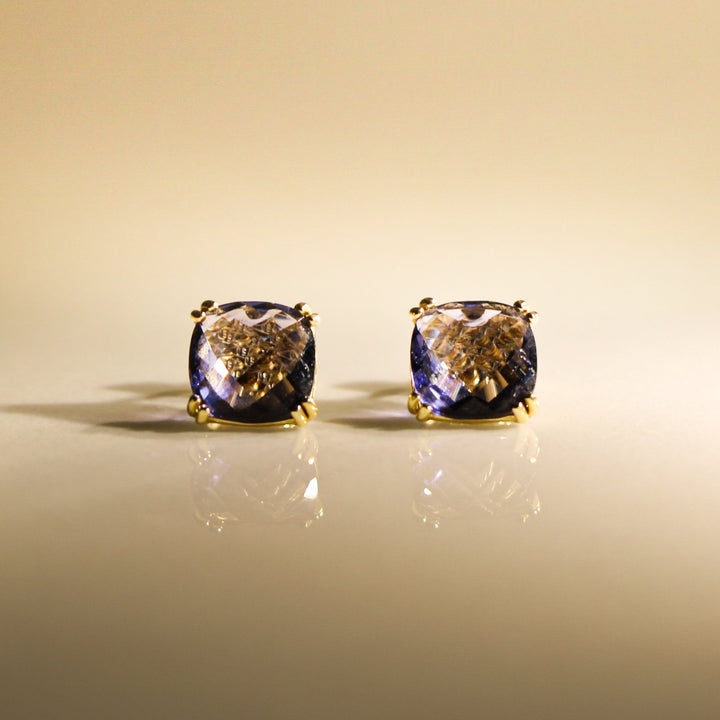 CLEO YELLOW GOLD AMETHYST EARRINGS
