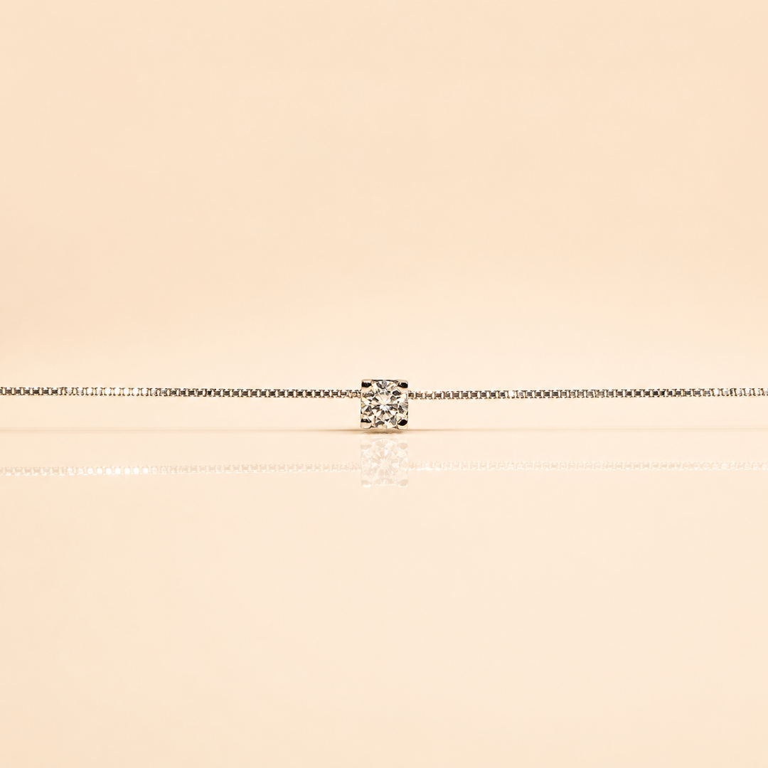 COLLANA SOLITARIO CON DIAMANTE IN ORO BIANCO
