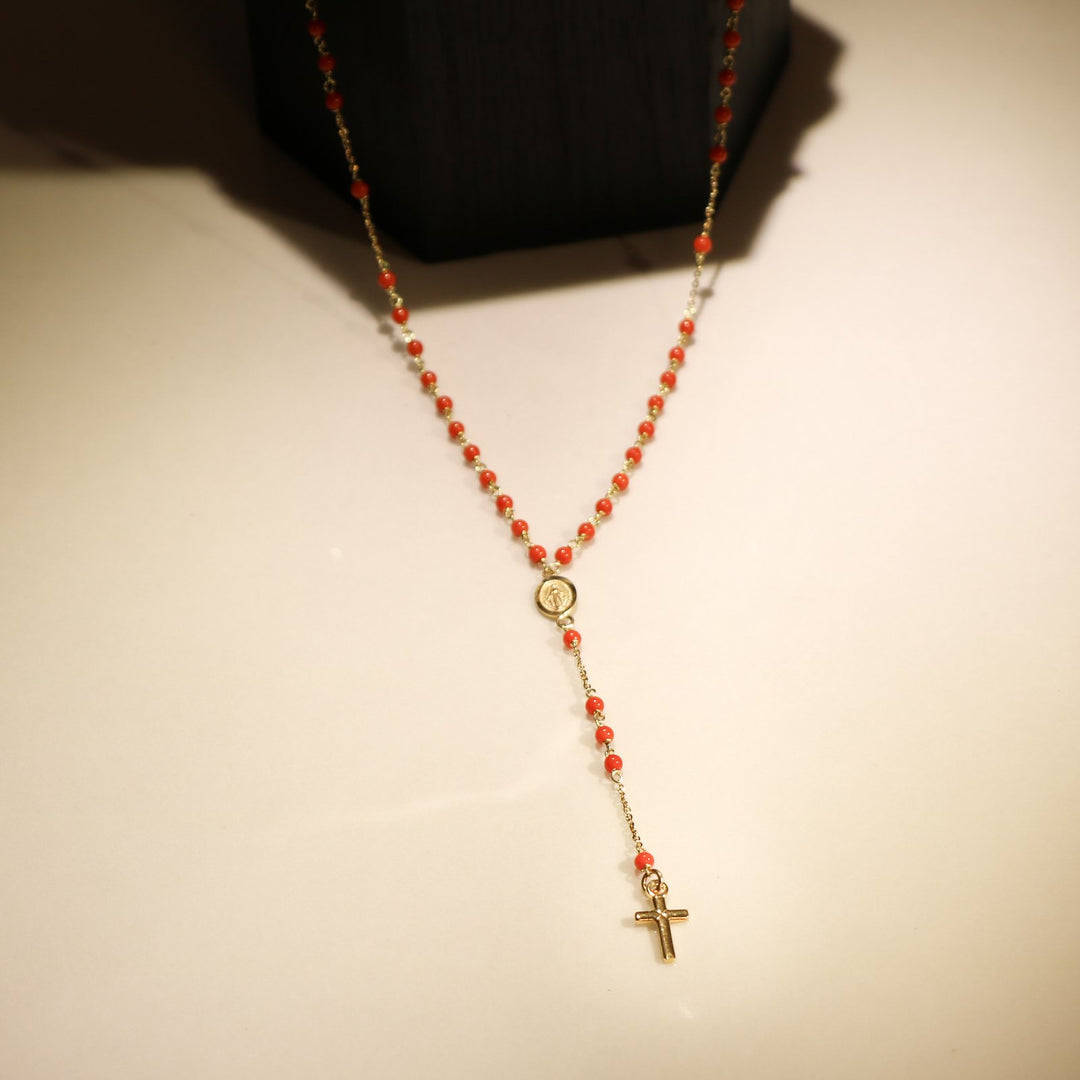 ISCHIA CORAL PEARL NECKLACE YELLOW GOLD