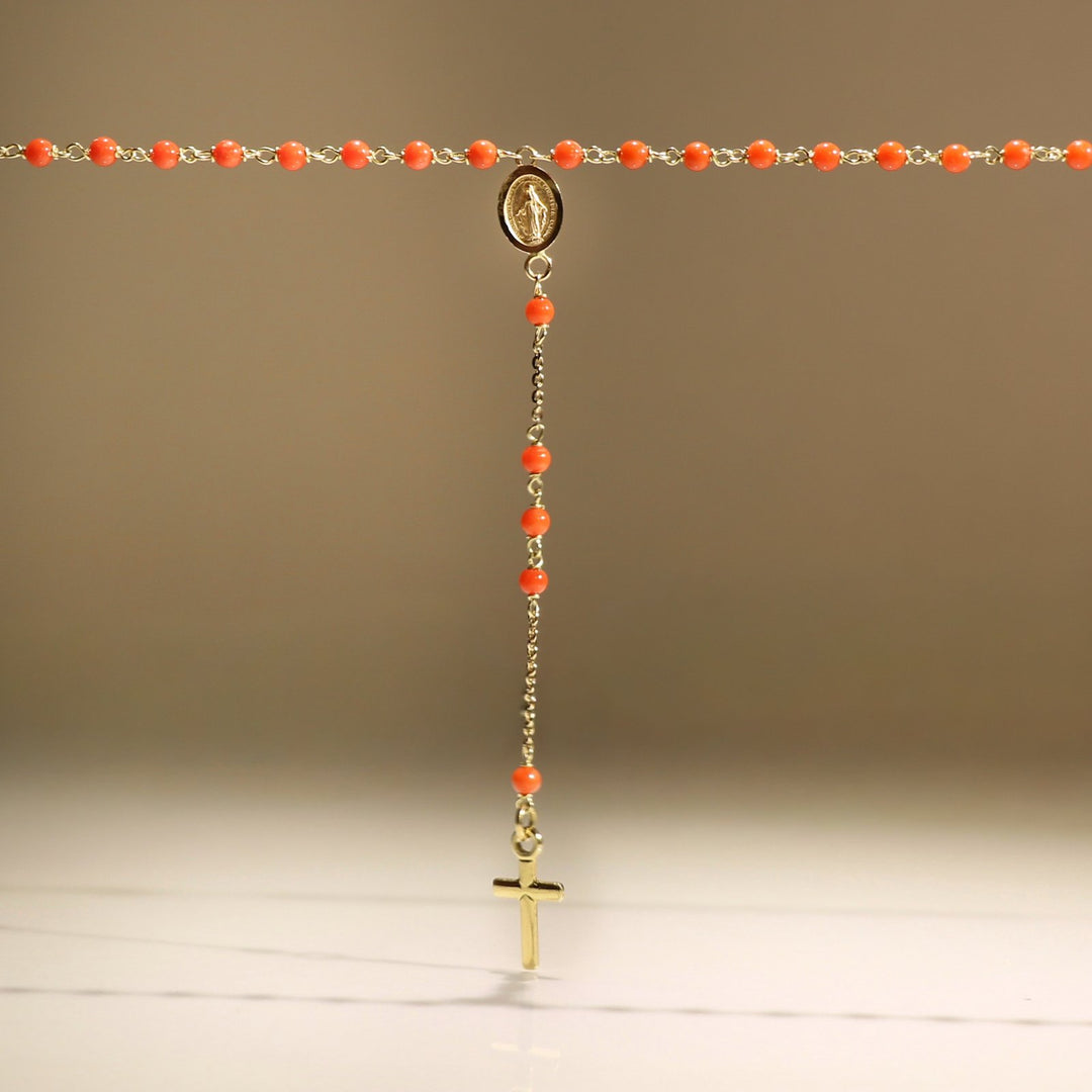 ISCHIA CORAL PEARL NECKLACE YELLOW GOLD