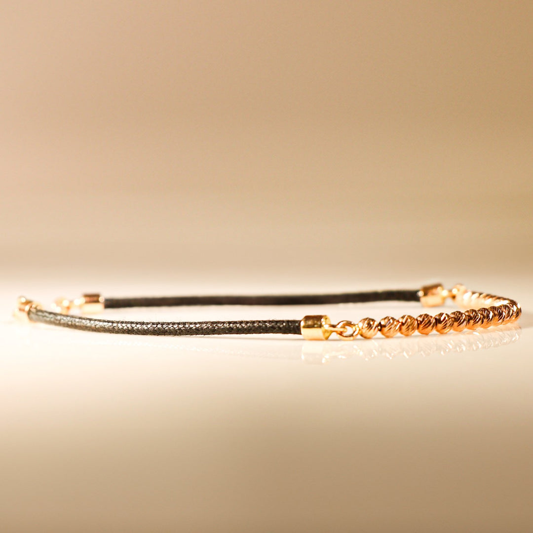 BRACELET GOLDEN HOUR ROSE GOLD MEDIUM BLACK CORD