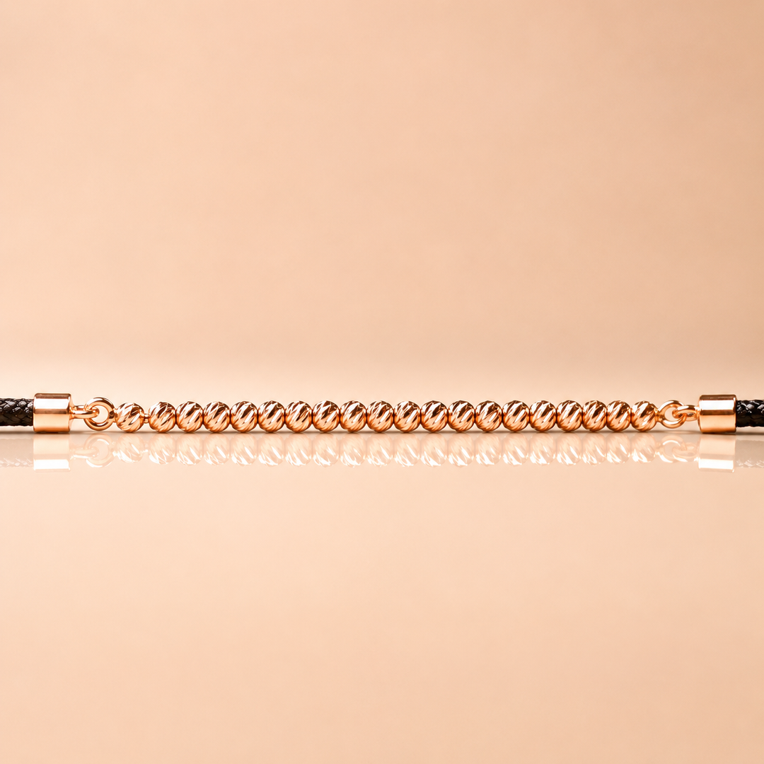 BRACCIALE GOLDEN HOUR ORO ROSA MEDIO CORDONCINO NERO