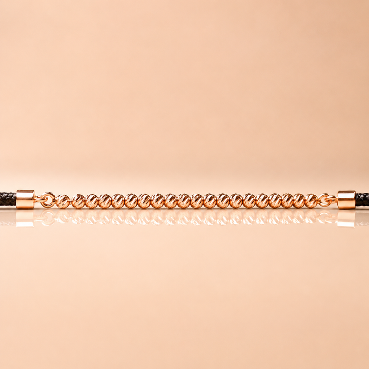 BRACCIALE GOLDEN HOUR ORO ROSA MEDIO CORDONCINO NERO