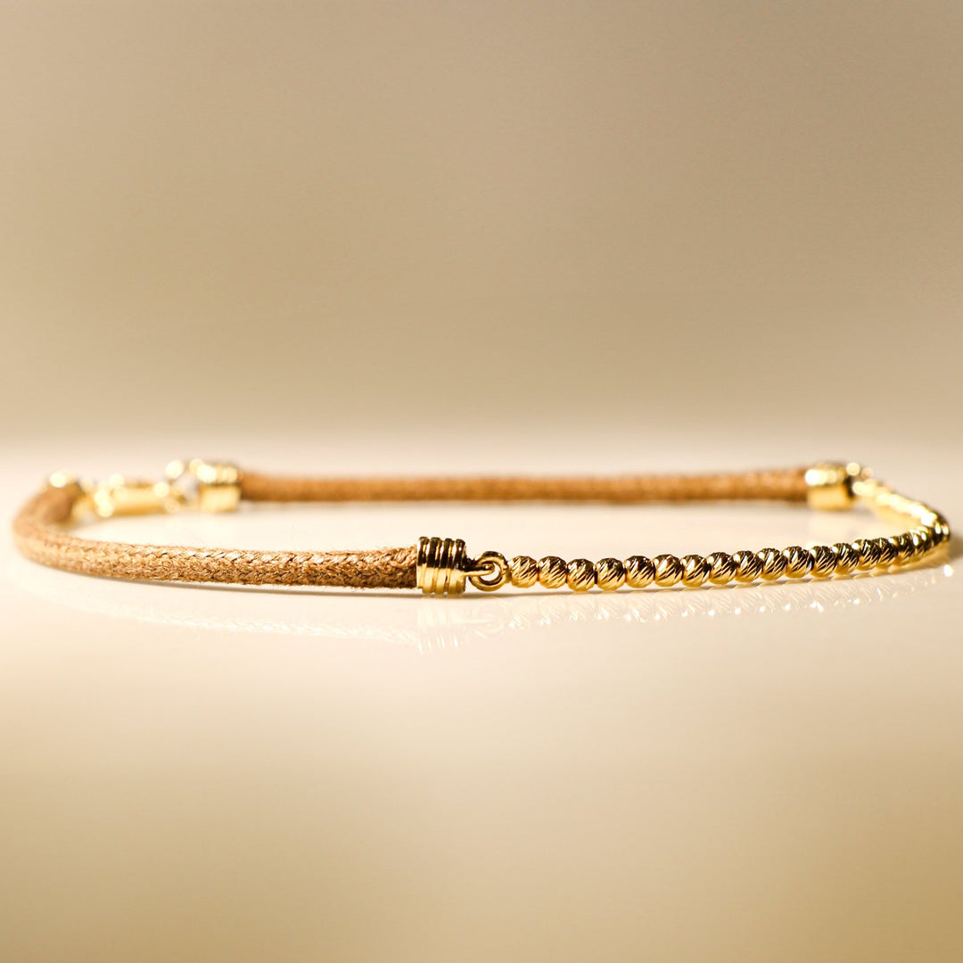 GOLDEN HOUR BRACELET YELLOW GOLD MEDIUM BROWN CORD